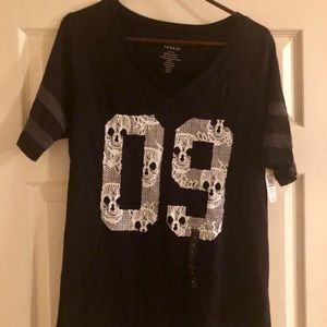 Torrid Size 1 Skull Print Football T-shirt